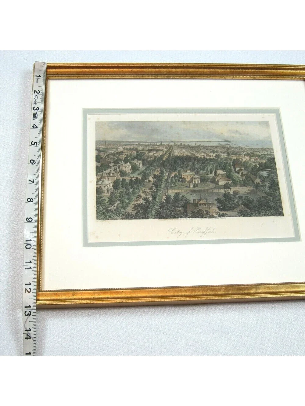 Antique 1872 Buffalo New York NY Steel Engraved Panoramic Print 15.5x13 Framed